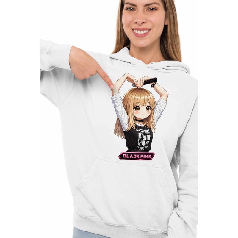 Fashion, accesorii si bijuterii - Femei - Imbracaminte femei - Hanorace femei - Hanorac Femei BlackPink Lisa Heart Love Kpop, alb, marime 2XL - Infinity.ro