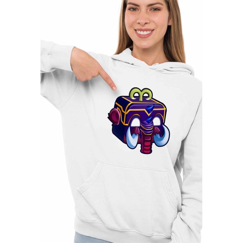Fashion, accesorii si bijuterii - Femei - Imbracaminte femei - Hanorace femei - Hanorac Femei Blox Fruits Mammoth Fruit Roblox Fructe, alb, marime 2XL - Infinity.ro