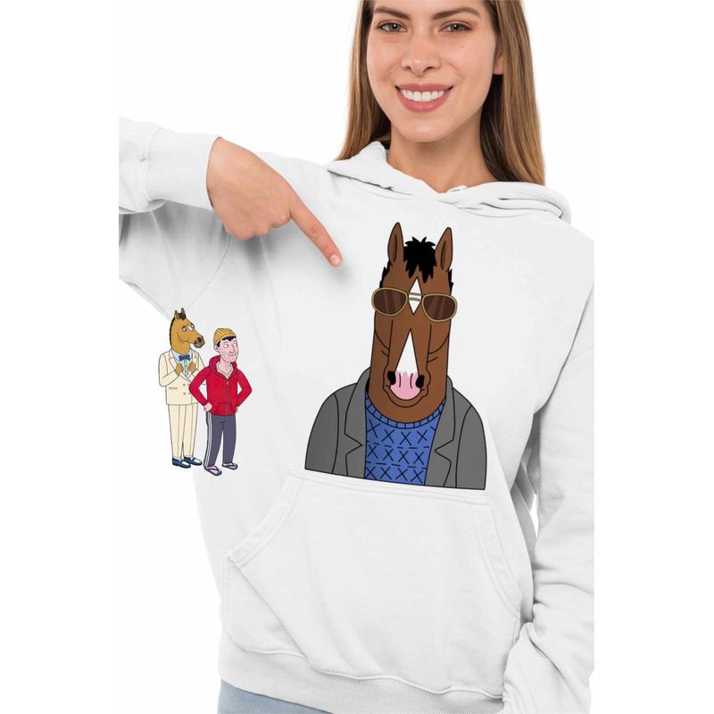 Fashion, accesorii si bijuterii - Femei - Imbracaminte femei - Hanorace femei - Hanorac Femei BoJack Horseman Cool, alb, marime 2XL - Infinity.ro