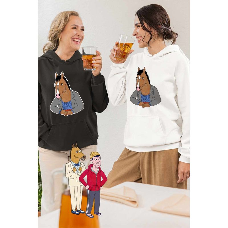 Fashion, accesorii si bijuterii - Femei - Imbracaminte femei - Hanorace femei - Hanorac Femei BoJack Horseman Desene Animate, alb, marime 2XL - Infinity.ro