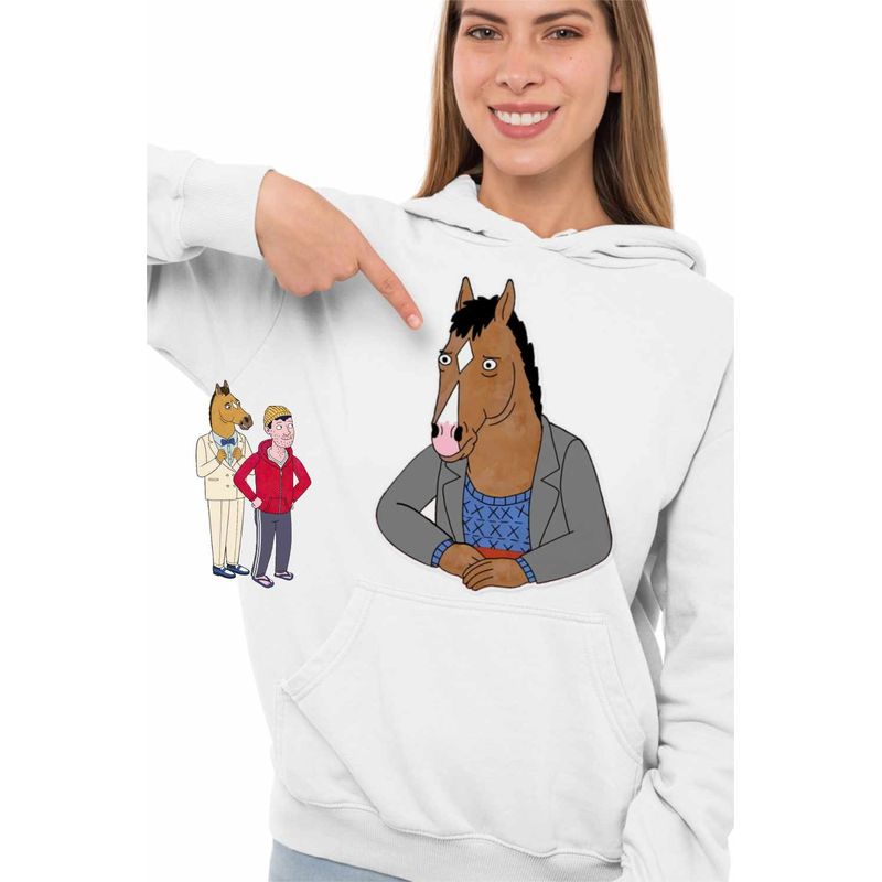 Fashion, accesorii si bijuterii - Femei - Imbracaminte femei - Hanorace femei - Hanorac Femei BoJack Horseman Desene Animate, alb, marime 2XL - Infinity.ro
