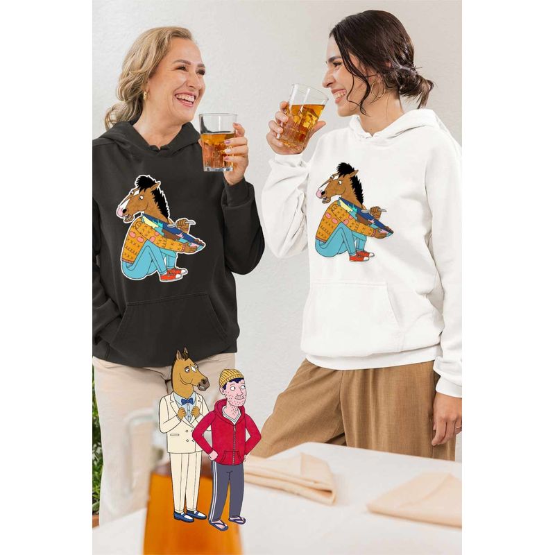 Fashion, accesorii si bijuterii - Femei - Imbracaminte femei - Hanorace femei - Hanorac Femei BoJack Horseman Farfurie Castron, alb, marime 2XL - Infinity.ro