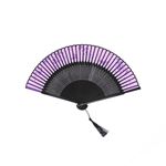 Fashion, accesorii si bijuterii - Femei - Accesorii femei - Alte accesorii femei - Evantai pliabil, Buticcochet, din platic, imprimeu floral, 22 cm, Negru cu Mov inchis - EV294 - Infinity.ro