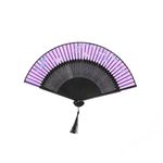 Fashion, accesorii si bijuterii - Femei - Accesorii femei - Alte accesorii femei - Evantai pliabil, Buticcochet, din platic, imprimeu floral, 22 cm, Negru cu Mov inchis - EV294 - Infinity.ro