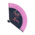 Fashion, accesorii si bijuterii - Femei - Accesorii femei - Alte accesorii femei - Evantai pliabil, Buticcochet, din platic, imprimeu floral, 22 cm, Bleumarin cu roz - EV301 - Infinity.ro