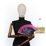Fashion, accesorii si bijuterii - Femei - Accesorii femei - Alte accesorii femei - Evantai pliabil, Buticcochet, din platic, imprimeu floral, 22 cm, Bleumarin cu roz - EV301 - Infinity.ro