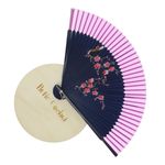 Fashion, accesorii si bijuterii - Femei - Accesorii femei - Alte accesorii femei - Evantai pliabil, Buticcochet, din platic, imprimeu floral, 22 cm, Bleumarin cu roz deschis - EV305 - Infinity.ro