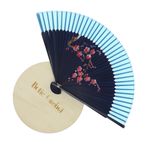 Fashion, accesorii si bijuterii - Femei - Accesorii femei - Alte accesorii femei - Evantai pliabil, Buticcochet, din platic, imprimeu floral, 22 cm, Bleumarin cu albastru deschis - EV307 - Infinity.ro