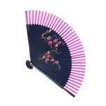 Fashion, accesorii si bijuterii - Femei - Accesorii femei - Alte accesorii femei - Evantai pliabil, Buticcochet, din platic, imprimeu floral, 22 cm, Bleumarin cu mov inchis - EV304 - Infinity.ro