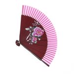 Fashion, accesorii si bijuterii - Femei - Accesorii femei - Alte accesorii femei - Evantai pliabil, Buticcochet, din platic, imprimeu floral, 22 cm, Visiniu cu roz - EV313 - Infinity.ro