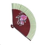 Fashion, accesorii si bijuterii - Femei - Accesorii femei - Alte accesorii femei - Evantai pliabil, Buticcochet, din platic, imprimeu floral, 22 cm, Visiniu cu verde inchis - EV312 - Infinity.ro