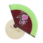 Fashion, accesorii si bijuterii - Femei - Accesorii femei - Alte accesorii femei - Evantai pliabil, Buticcochet, din platic, imprimeu floral, 22 cm, Visiniu cu verde - EV311 - Infinity.ro