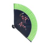 Fashion, accesorii si bijuterii - Femei - Accesorii femei - Alte accesorii femei - Evantai pliabil, Buticcochet, din platic, imprimeu floral, 22 cm, Bleumarin cu verde - EV309 - Infinity.ro