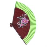 Fashion, accesorii si bijuterii - Femei - Accesorii femei - Alte accesorii femei - Evantai pliabil, Buticcochet, din platic, imprimeu floral, 22 cm, Visiniu cu verde - EV311 - Infinity.ro