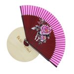 Fashion, accesorii si bijuterii - Femei - Accesorii femei - Alte accesorii femei - Evantai pliabil, Buticcochet, din platic, imprimeu floral, 22 cm, Visiniu cu mov inchis - EV314 - Infinity.ro