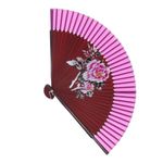 Fashion, accesorii si bijuterii - Femei - Accesorii femei - Alte accesorii femei - Evantai pliabil, Buticcochet, din platic, imprimeu floral, 22 cm, Visiniu cu mov inchis - EV314 - Infinity.ro