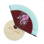 Fashion, accesorii si bijuterii - Femei - Accesorii femei - Alte accesorii femei - Evantai pliabil, Buticcochet, din platic, imprimeu floral, 22 cm, Visiniu cu bleu - EV316 - Infinity.ro