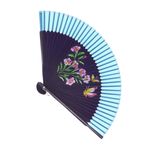 Fashion, accesorii si bijuterii - Femei - Accesorii femei - Alte accesorii femei - Evantai pliabil, Buticcochet, din platic, imprimeu floral, 22 cm, Mov cu albastru - EV318 - Infinity.ro