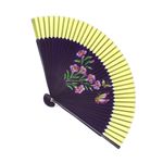 Fashion, accesorii si bijuterii - Femei - Accesorii femei - Alte accesorii femei - Evantai pliabil, Buticcochet, din platic, imprimeu floral, 22 cm, Mov cu galben - EV323 - Infinity.ro