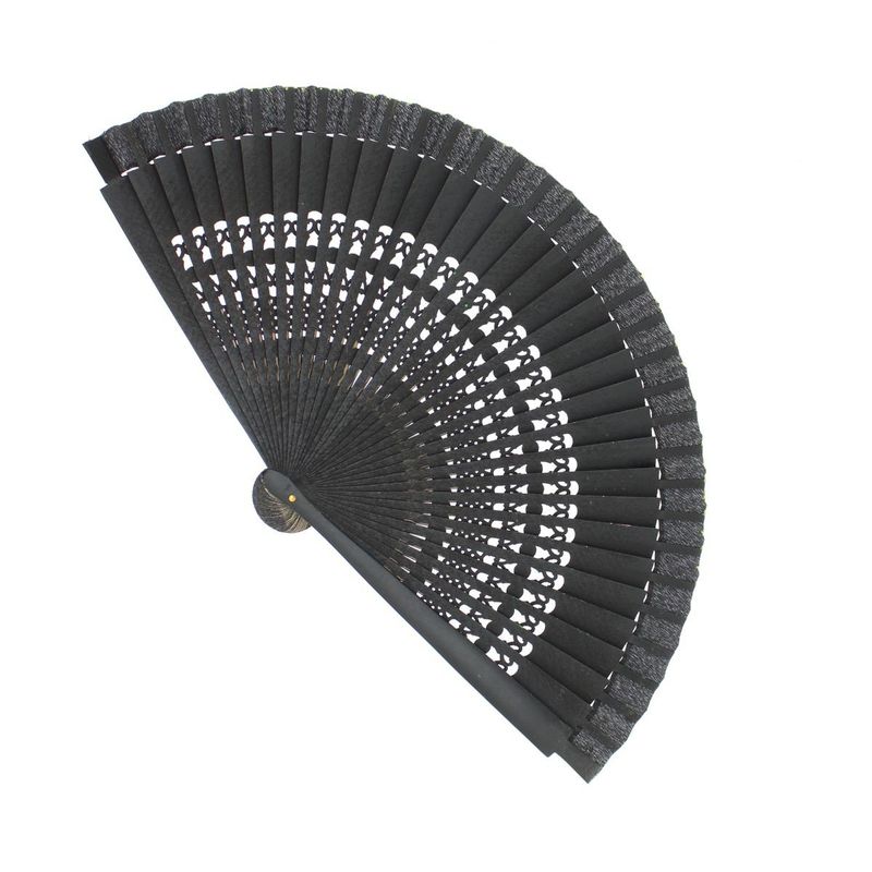 Fashion, accesorii si bijuterii - Femei - Accesorii femei - Alte accesorii femei - Evantai pliabil, Buticcochet, din lemn, imprimeu floral, 23 cm, Negru - EV325 - Infinity.ro