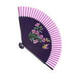 Fashion, accesorii si bijuterii - Femei - Accesorii femei - Alte accesorii femei - Evantai pliabil, Buticcochet, din platic, imprimeu floral, 22 cm, Mov cu roz - EV320 - Infinity.ro