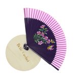 Fashion, accesorii si bijuterii - Femei - Accesorii femei - Alte accesorii femei - Evantai pliabil, Buticcochet, din platic, imprimeu floral, 22 cm, Mov cu roz - EV320 - Infinity.ro
