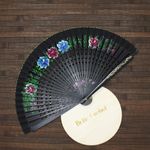 Fashion, accesorii si bijuterii - Femei - Accesorii femei - Alte accesorii femei - Evantai pliabil, Buticcochet, din lemn, imprimeu floral, 23 cm, Negru - EV325 - Infinity.ro