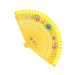 Fashion, accesorii si bijuterii - Femei - Accesorii femei - Alte accesorii femei - Evantai pliabil, Buticcochet, din lemn, imprimeu floral, 23 cm, Galben - EV329 - Infinity.ro
