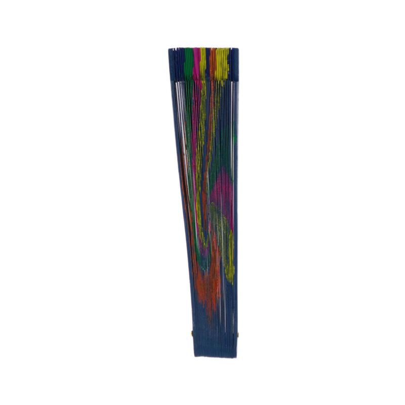 Fashion, accesorii si bijuterii - Femei - Accesorii femei - Alte accesorii femei - Evantai pliabil, din lemn, Albastru cu imprimeu multicolor pictat, 23 cm - EV220 - Infinity.ro