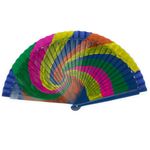 Fashion, accesorii si bijuterii - Femei - Accesorii femei - Alte accesorii femei - Evantai pliabil, din lemn, Albastru cu imprimeu multicolor pictat, 23 cm - EV220 - Infinity.ro