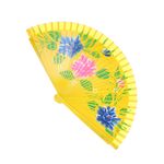 Fashion, accesorii si bijuterii - Femei - Accesorii femei - Alte accesorii femei - Evantai pliabil, din lemn, Buticcochet, cu model floral pictat, 23 cm, Galben - EV285 - Infinity.ro