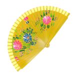 Fashion, accesorii si bijuterii - Femei - Accesorii femei - Alte accesorii femei - Evantai pliabil, din lemn, Buticcochet, cu model floral pictat, 23 cm, Galben - EV278 - Infinity.ro