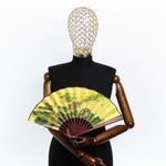 Fashion, accesorii si bijuterii - Femei - Accesorii femei - Alte accesorii femei - Evantai pliabil, Buticcochet, din bambus, imprimeu cu templu, 23 cm, Multicolor - EV287 - Infinity.ro