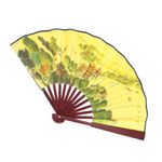 Fashion, accesorii si bijuterii - Femei - Accesorii femei - Alte accesorii femei - Evantai pliabil, Buticcochet, din bambus, imprimeu cu templu, 23 cm, Multicolor - EV287 - Infinity.ro