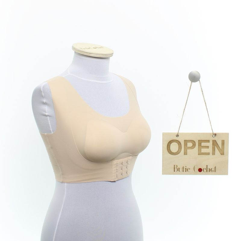 Fashion, accesorii si bijuterii - Femei - Lenjerie si pijamale femei - Lenjerie intima femei - Bustiera dama, Buticcochet, 63% nailon 37% spandex, marime M, Bej - BST210 - Infinity.ro