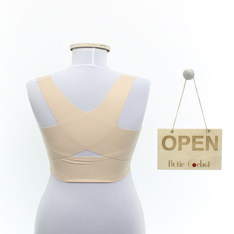 Fashion, accesorii si bijuterii - Femei - Lenjerie si pijamale femei - Lenjerie intima femei - Bustiera dama, Buticcochet, 63% nailon 37% spandex, marime M, Bej - BST210 - Infinity.ro