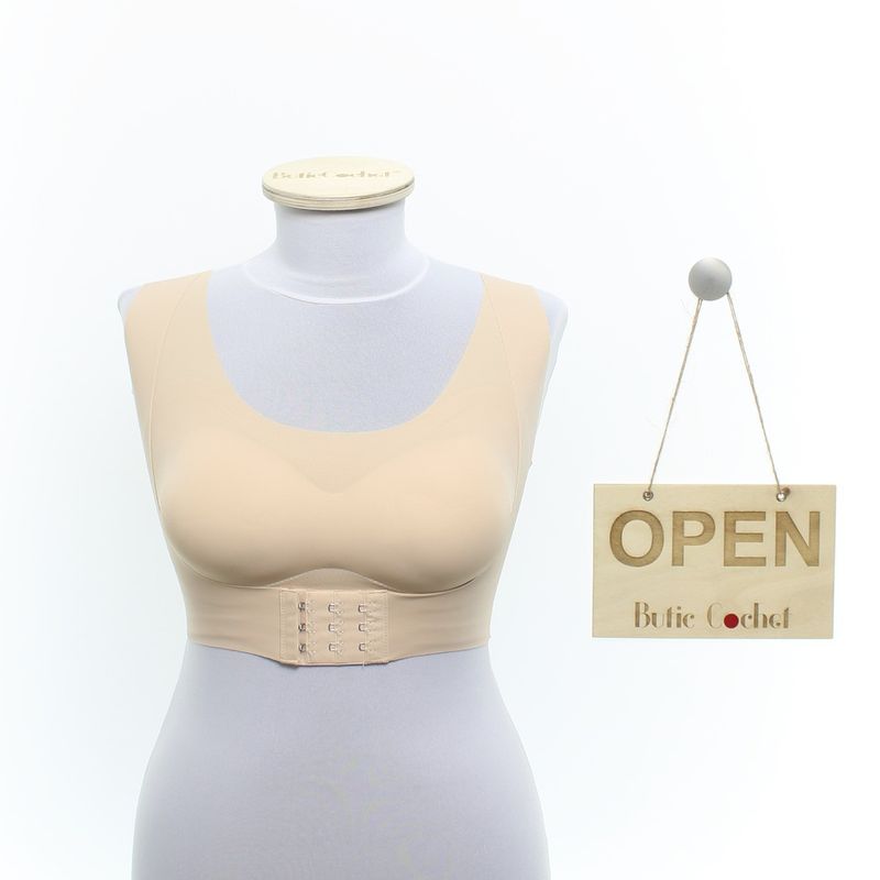 Fashion, accesorii si bijuterii - Femei - Lenjerie si pijamale femei - Lenjerie intima femei - Bustiera dama, Buticcochet, 63% nailon 37% spandex, marime M, Bej - BST210 - Infinity.ro