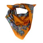 Fashion, accesorii si bijuterii - Femei - Accesorii femei - Esarfe si fulare femei - Esarfa, Batic, de dama, Portocaliu cu flori, 60x60 cm - ES176 - Infinity.ro