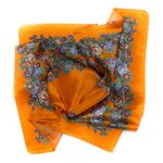 Fashion, accesorii si bijuterii - Femei - Accesorii femei - Esarfe si fulare femei - Esarfa, Batic, de dama, Portocaliu cu flori, 60x60 cm - ES176 - Infinity.ro