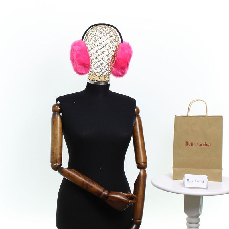 Fashion, accesorii si bijuterii - Femei - Accesorii femei - Caciuli si palarii femei - Protectie pentru urechi, casti, din material sintetic, pentru femei, ButicCochet, one size, Ciclam - BNT441 - Infinity.ro