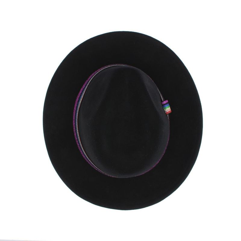 Fashion, accesorii si bijuterii - Femei - Accesorii femei - Caciuli si palarii femei - Palarie din fetru, Dama, cu banda textila decorativa cucubeu, marime 56, reglabila, Anoul, Negru - PAL1440 - Infinity.ro