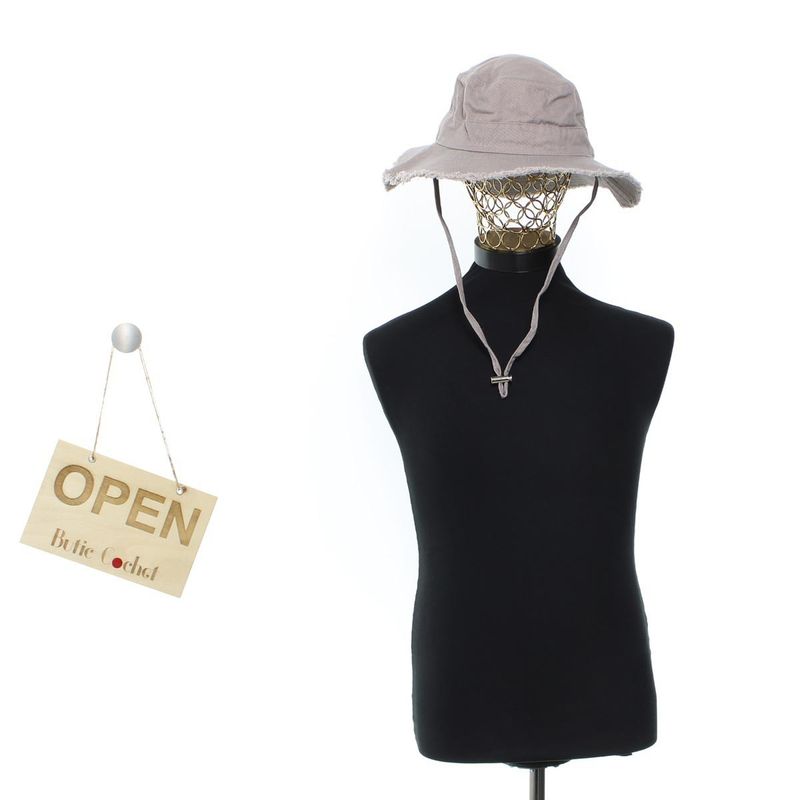 Fashion, accesorii si bijuterii - Femei - Accesorii femei - Caciuli si palarii femei - Palarie de soare, unisex, 58 cm, ButicCochet, din bumbac, Gri - PAL1729 - Infinity.ro