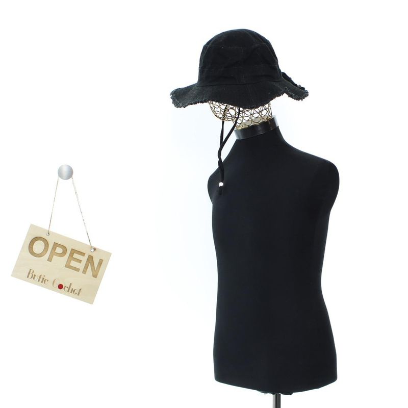 Fashion, accesorii si bijuterii - Femei - Accesorii femei - Caciuli si palarii femei - Palarie de soare, unisex, 58 cm, ButicCochet, din bumbac, Negru - PAL1730 - Infinity.ro