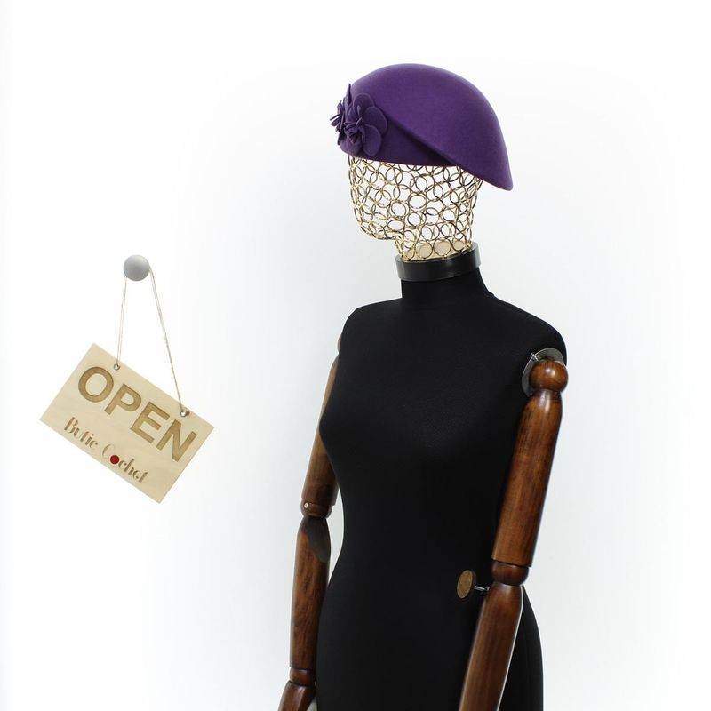 Fashion, accesorii si bijuterii - Femei - Accesorii femei - Caciuli si palarii femei - Toca de dama, din lana, Buticcochet, marime 54-57 cm, ajustabila, Mov - PAL1613 - Infinity.ro