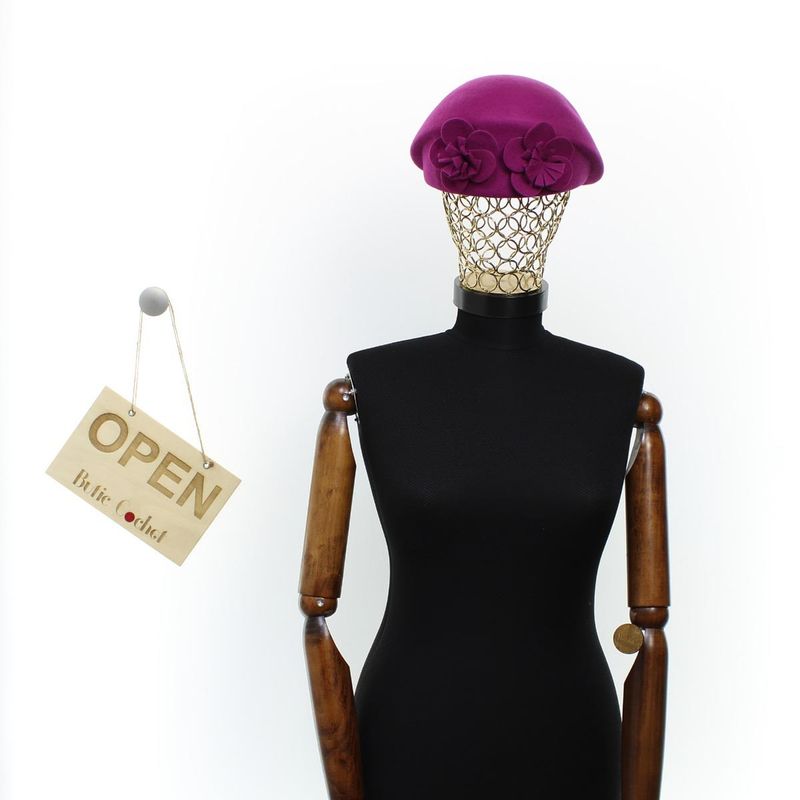 Fashion, accesorii si bijuterii - Femei - Accesorii femei - Caciuli si palarii femei - Toca de dama, din lana, Buticcochet, marime 54-57 cm, ajustabila, Fucsia - PAL1614 - Infinity.ro