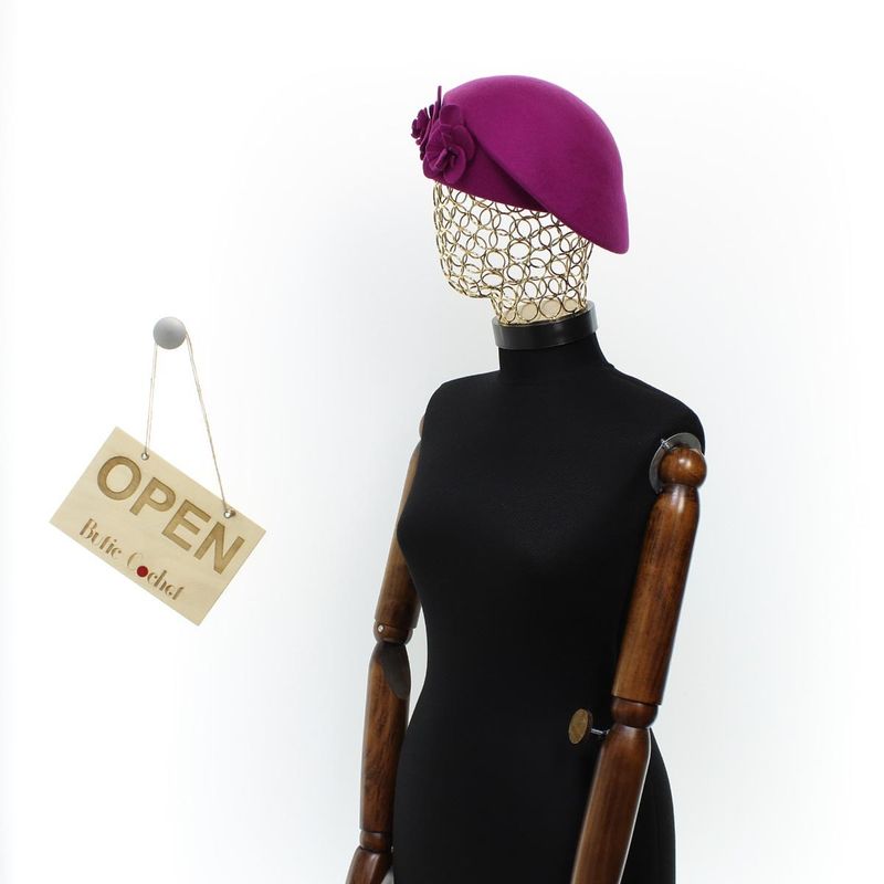 Fashion, accesorii si bijuterii - Femei - Accesorii femei - Caciuli si palarii femei - Toca de dama, din lana, Buticcochet, marime 54-57 cm, ajustabila, Fucsia - PAL1614 - Infinity.ro