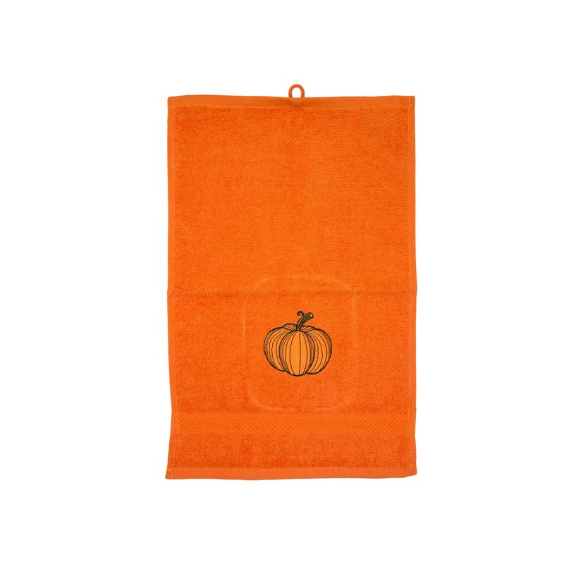 Fashion, accesorii si bijuterii - Femei - Accesorii femei - Caciuli si palarii femei - Prosop brodat, Portocaliu, 30x50 cm, 100% bumbac, Buticcochet, cu Dovlecel - PROS234 - Infinity.ro