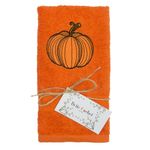 Fashion, accesorii si bijuterii - Femei - Accesorii femei - Caciuli si palarii femei - Prosop brodat, Portocaliu, 30x50 cm, 100% bumbac, Buticcochet, cu Dovlecel - PROS234 - Infinity.ro