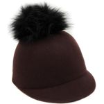 Fashion, accesorii si bijuterii - Femei - Accesorii femei - Caciuli si palarii femei - Palarie din fetru, de dama, Maro cu cicure din blanita, marime 56, reglabila, Anoul - PAL484 - Infinity.ro