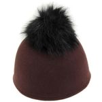 Fashion, accesorii si bijuterii - Femei - Accesorii femei - Caciuli si palarii femei - Palarie din fetru, de dama, Maro cu cicure din blanita, marime 56, reglabila, Anoul - PAL484 - Infinity.ro